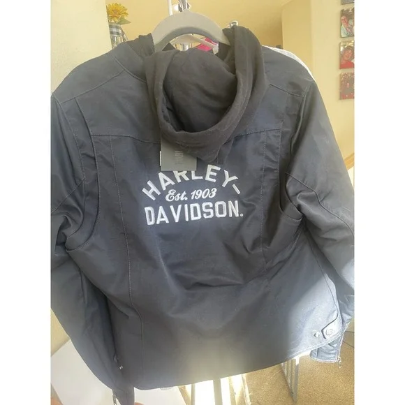 Harley Davidson Woman's Jacket Blue And Black - Picture 4 of 7